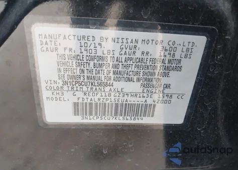 2019 Nissan Kicks S z USA, uszkodzony, nr VIN 3N1CP5CU7KL565844
